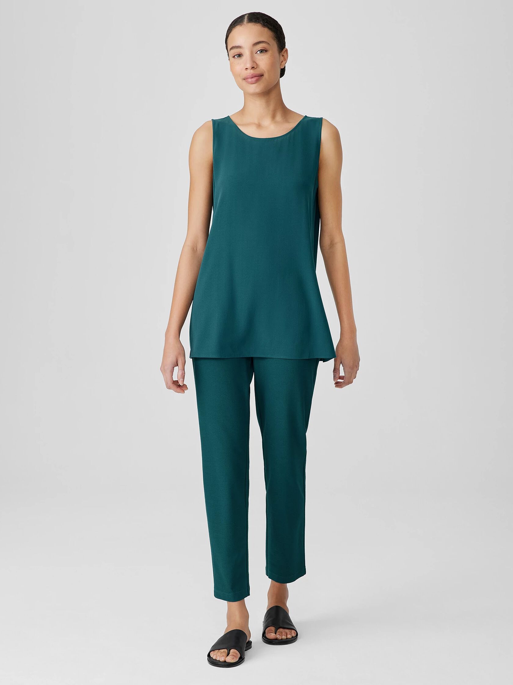 Washable Stretch Crepe Slim Pant