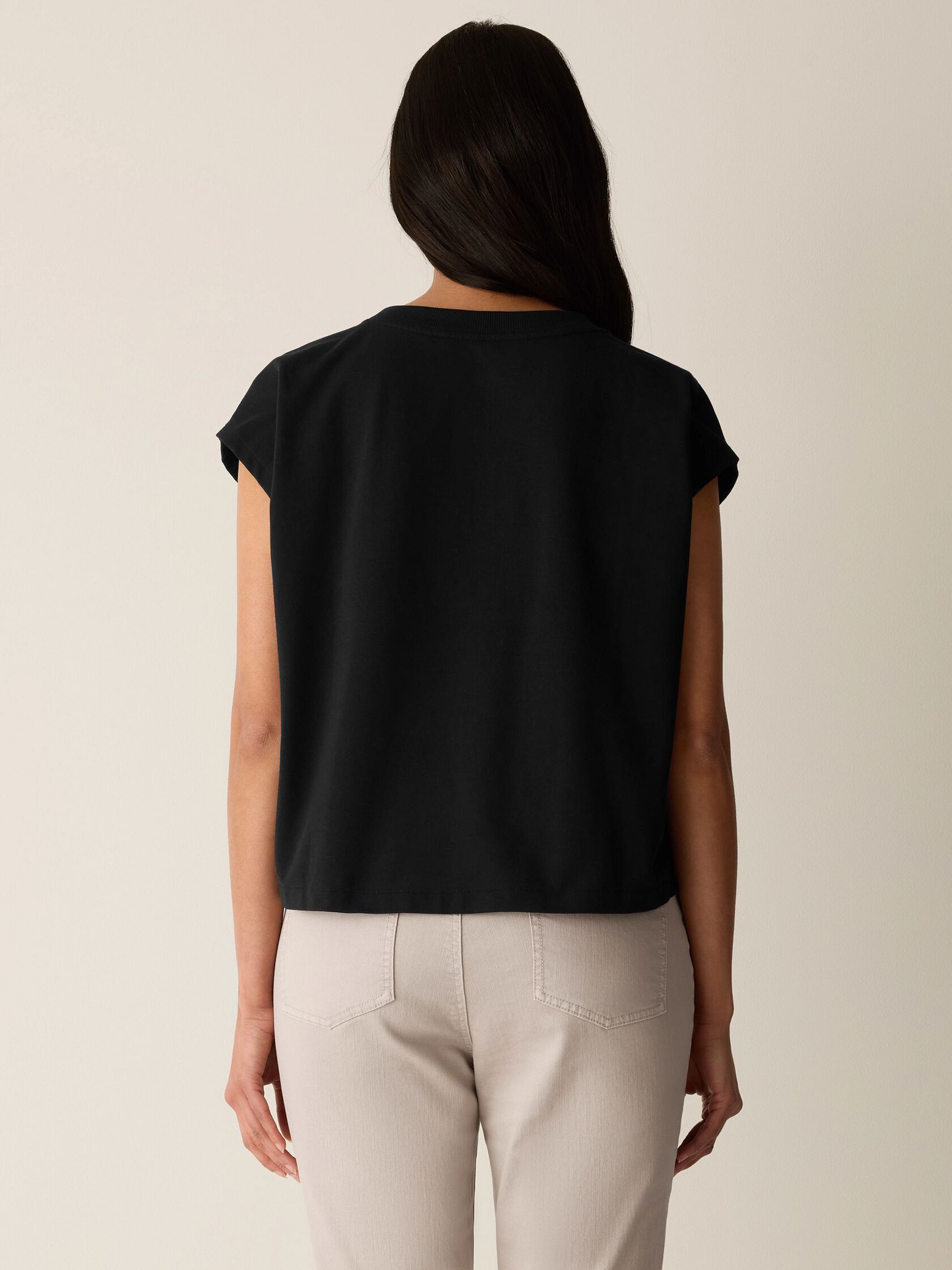 Pima Cotton Stretch Jersey Crew Neck Top