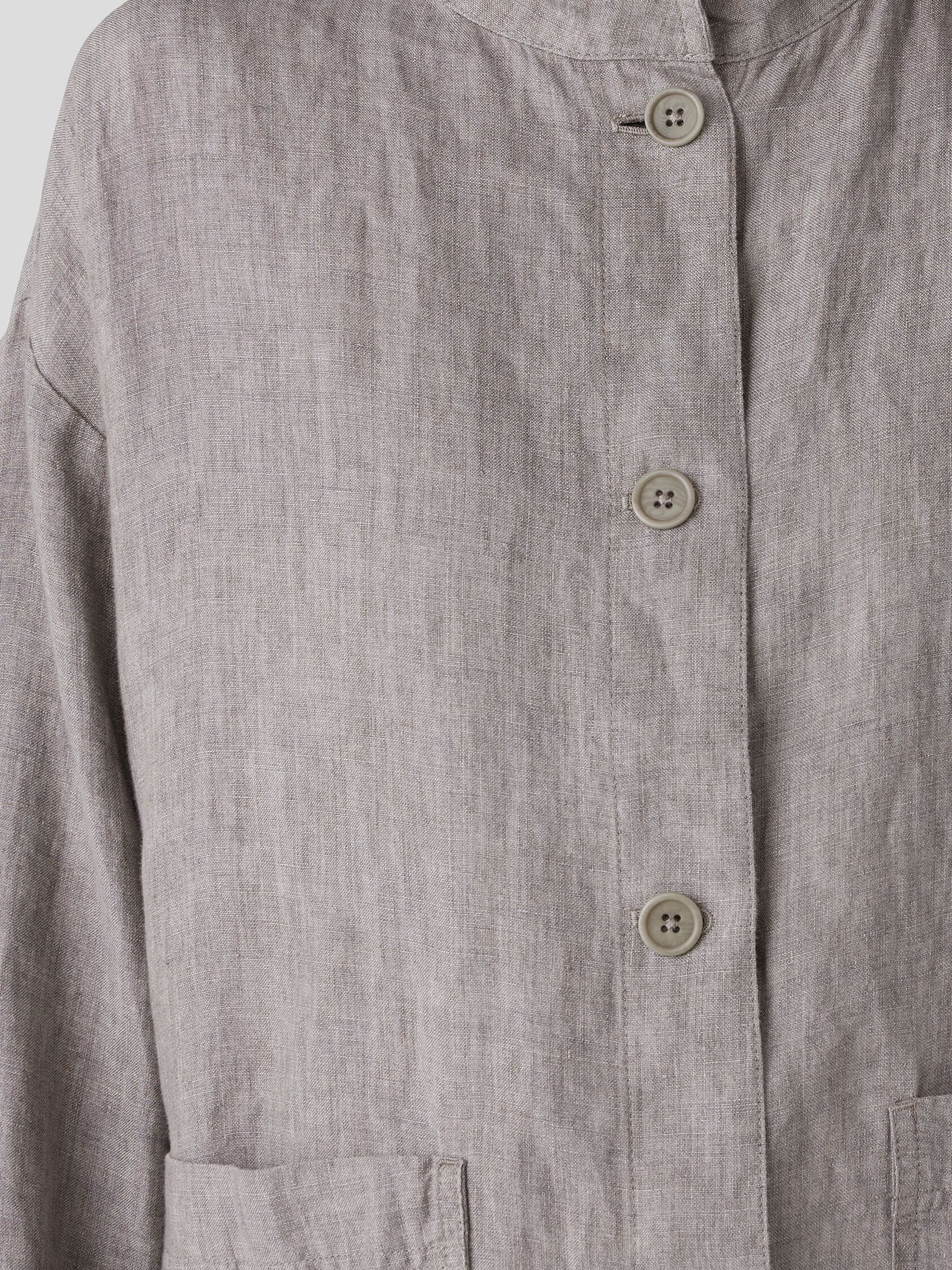 Washed Organic Linen Delave Stand Collar Jacket