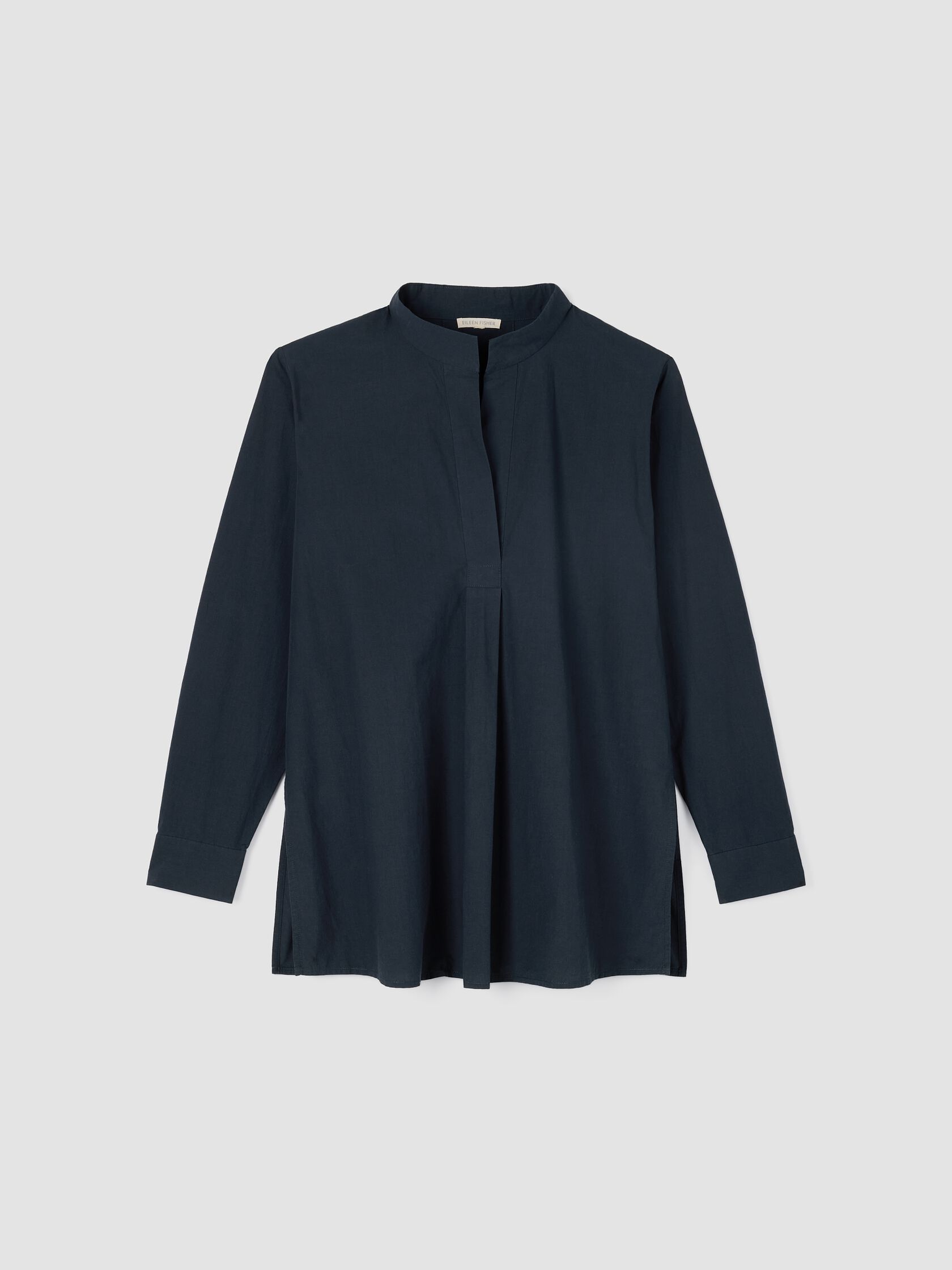 Washed Organic Cotton Poplin Stand Collar Top