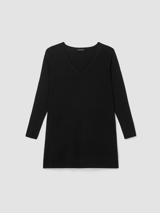 Merino Jersey V-Neck Top in Regenerative Wool