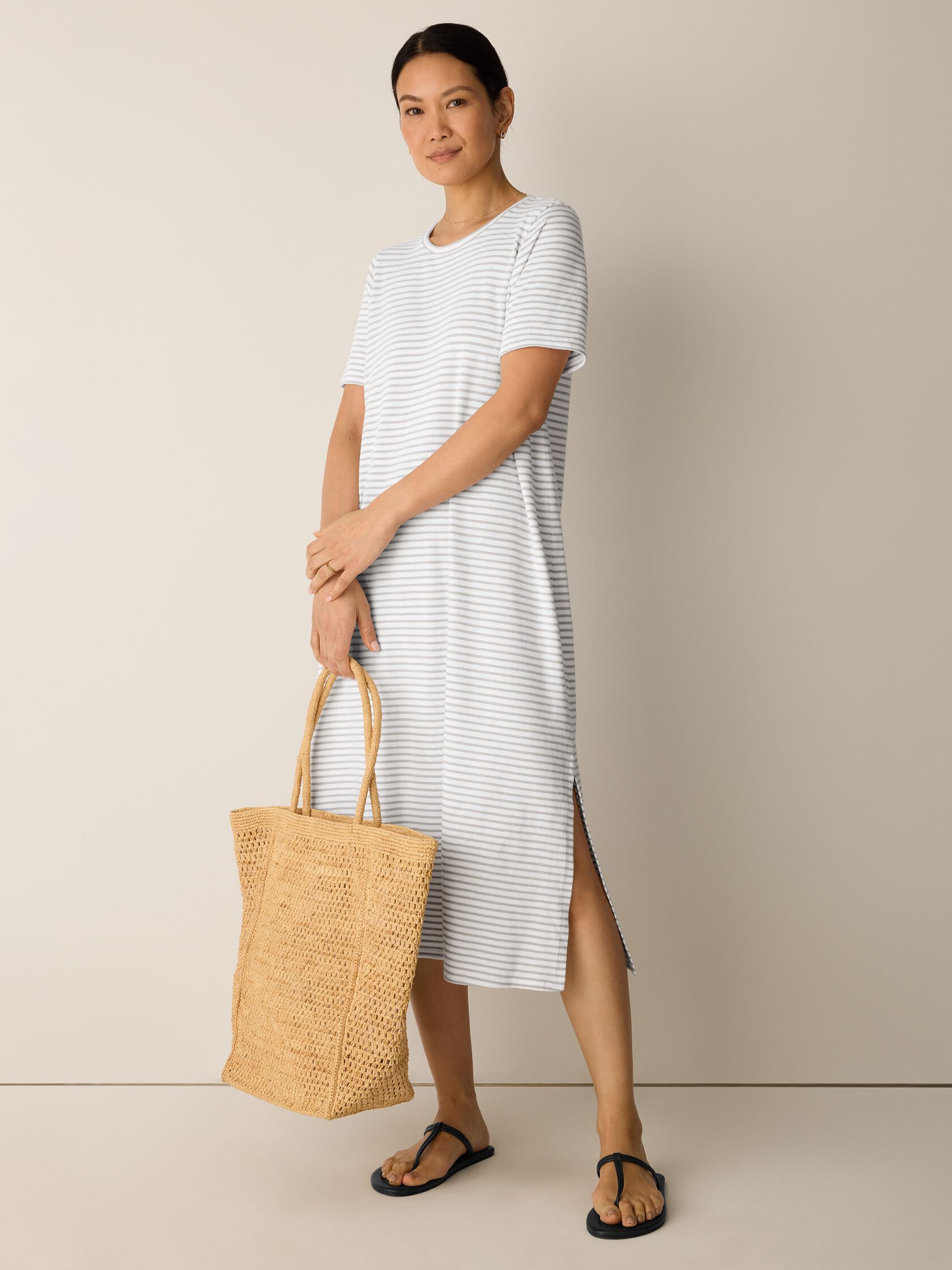 Striped Organic Cotton Slub Tee Dress