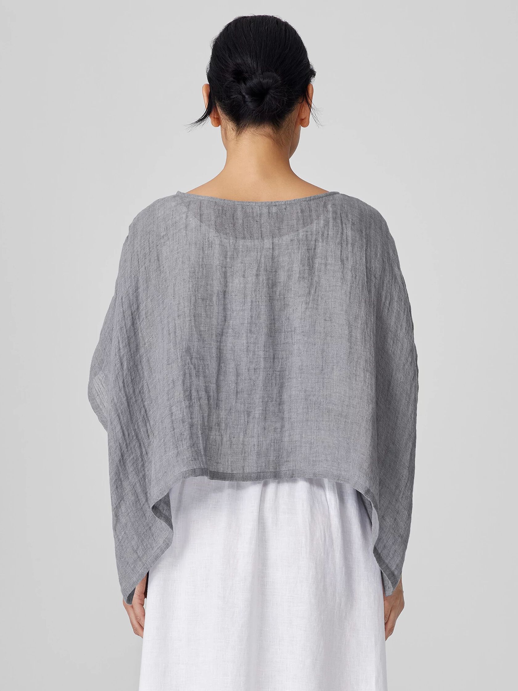 Délavé Organic Linen Gauze Bateau Neck Poncho