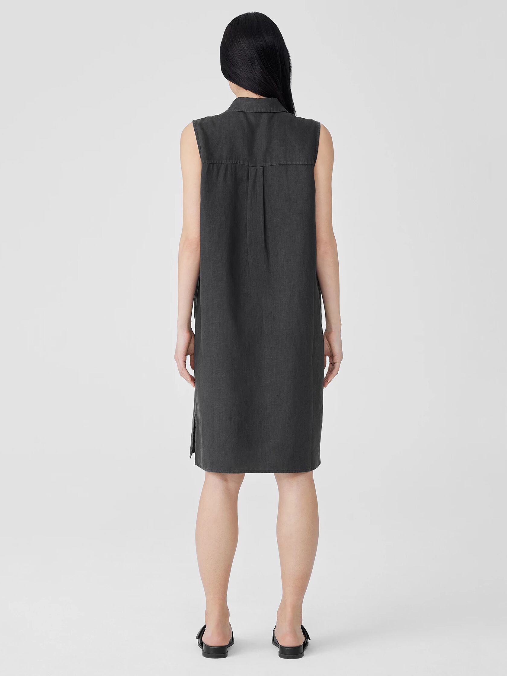 Garment-Dyed Organic Linen Classic Collar Dress