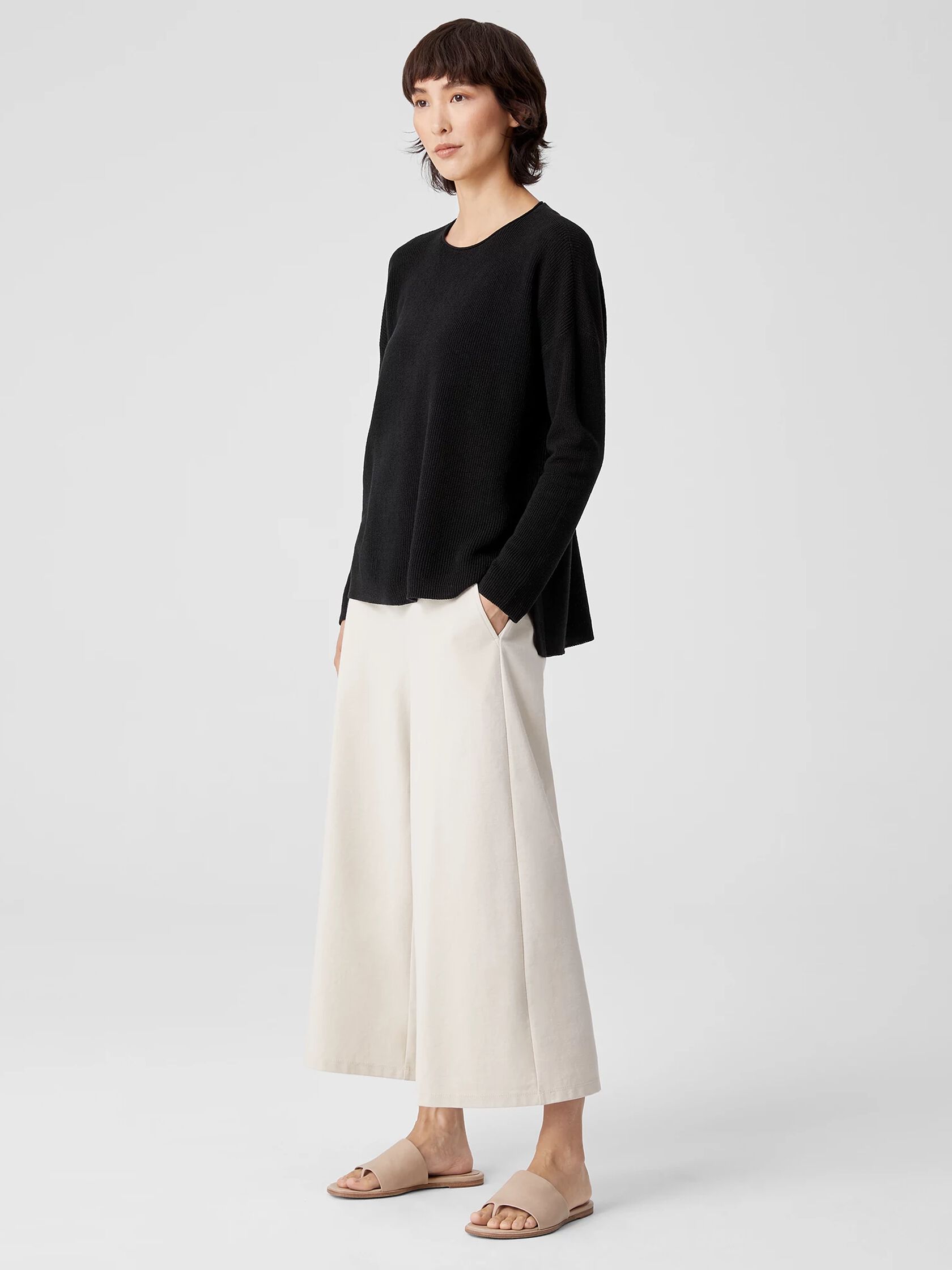 Organic Linen Cotton Crew Neck Box-Top