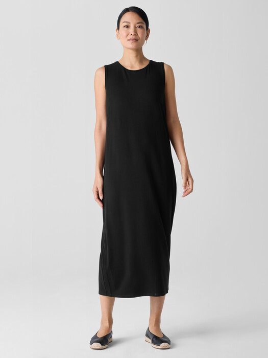 Stretch Jersey Knit Round Neck Dress