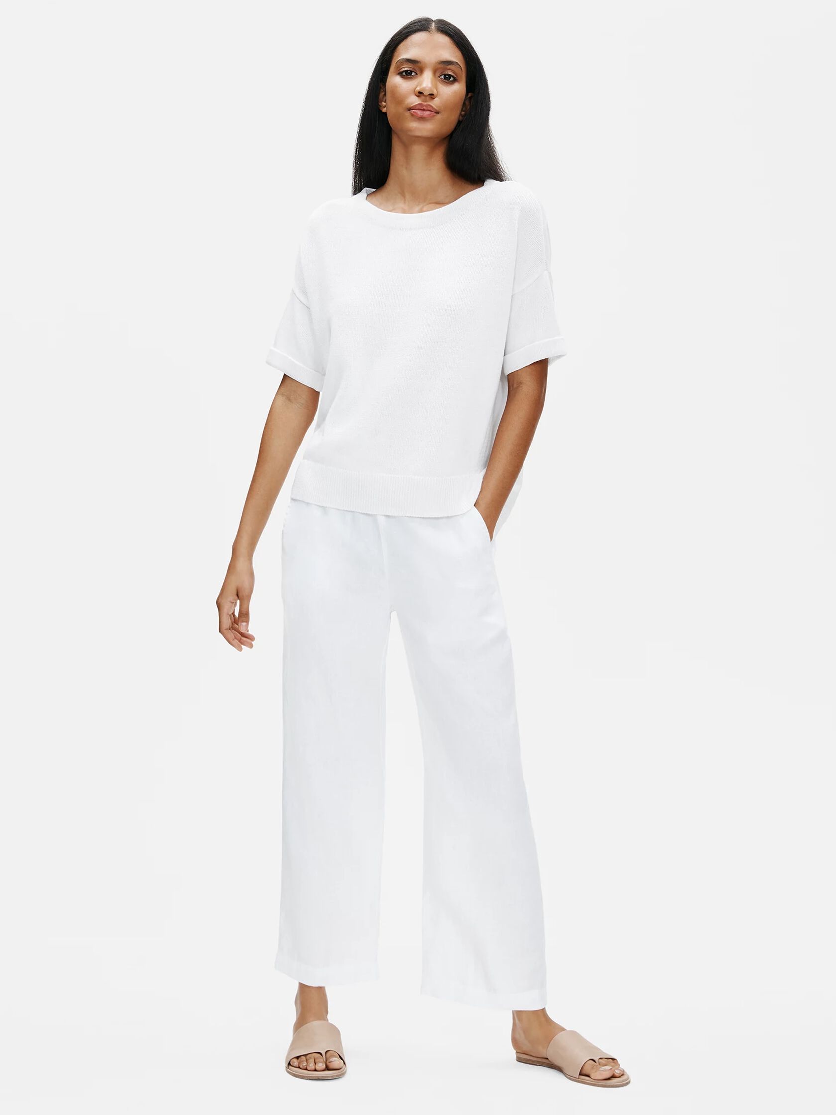 Organic Linen Cotton Scoop Neck Box-Top