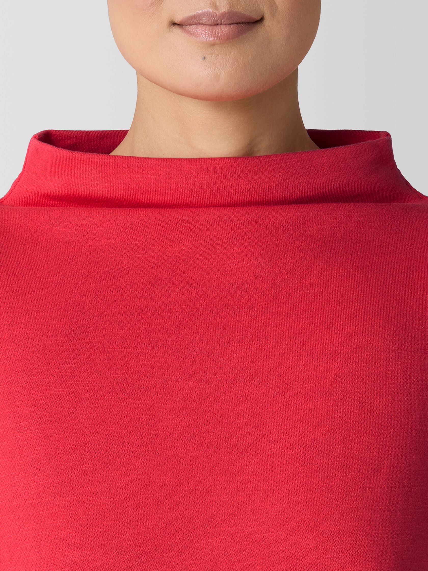 Garment-Dyed Terry Funnel Neck Top