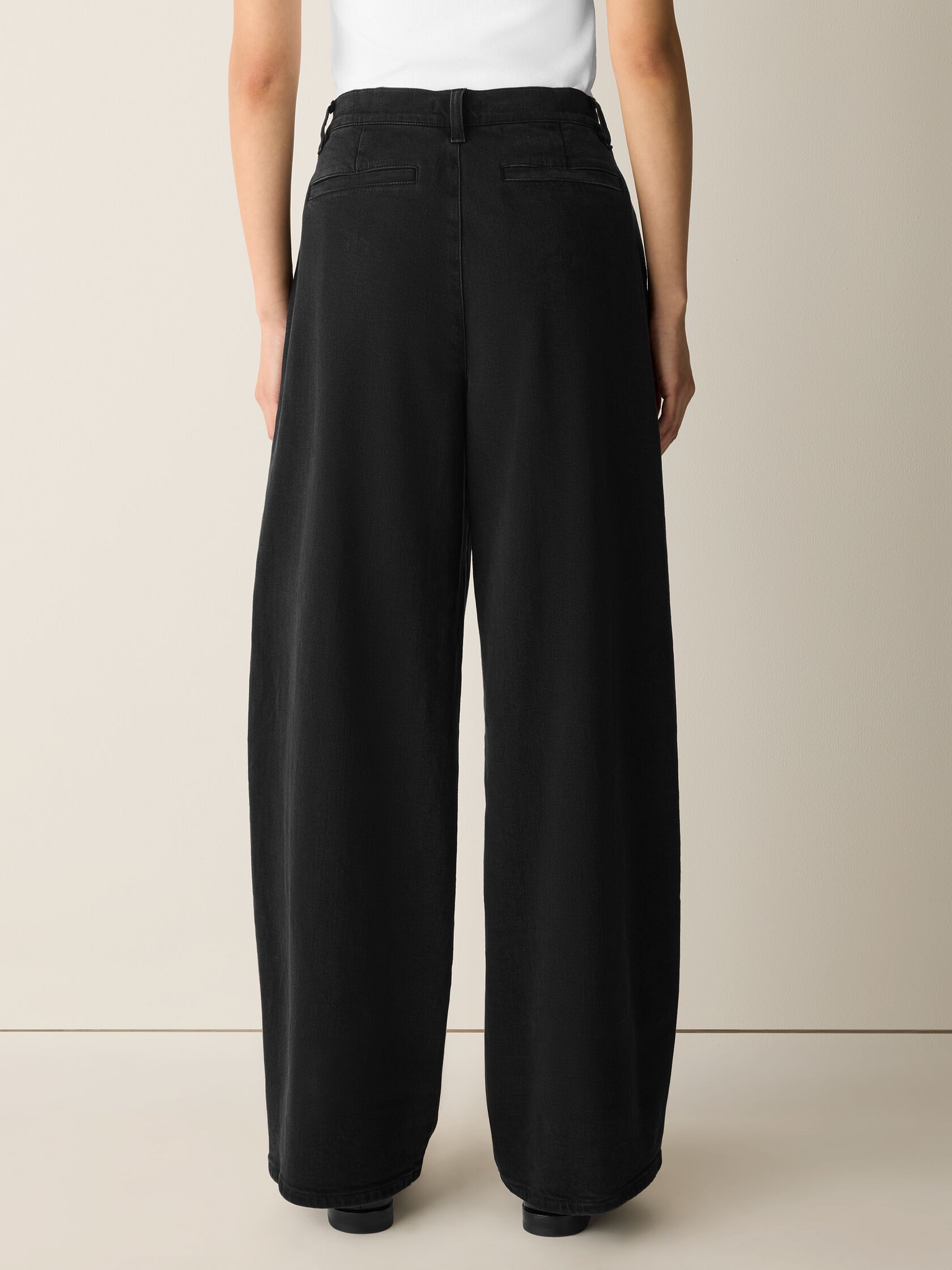 Cotton Stretch Denim Roomy Wide Trouser