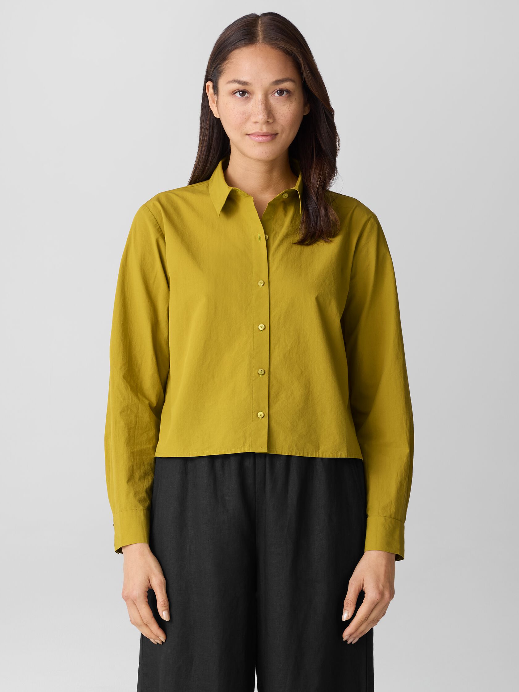 Washed Organic Cotton Poplin Classic Collar Short Shirt