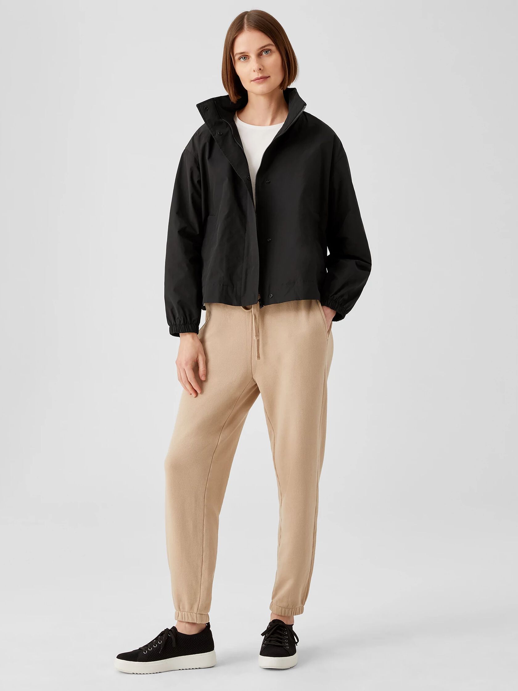Light Cotton Nylon Stand Collar Coat
