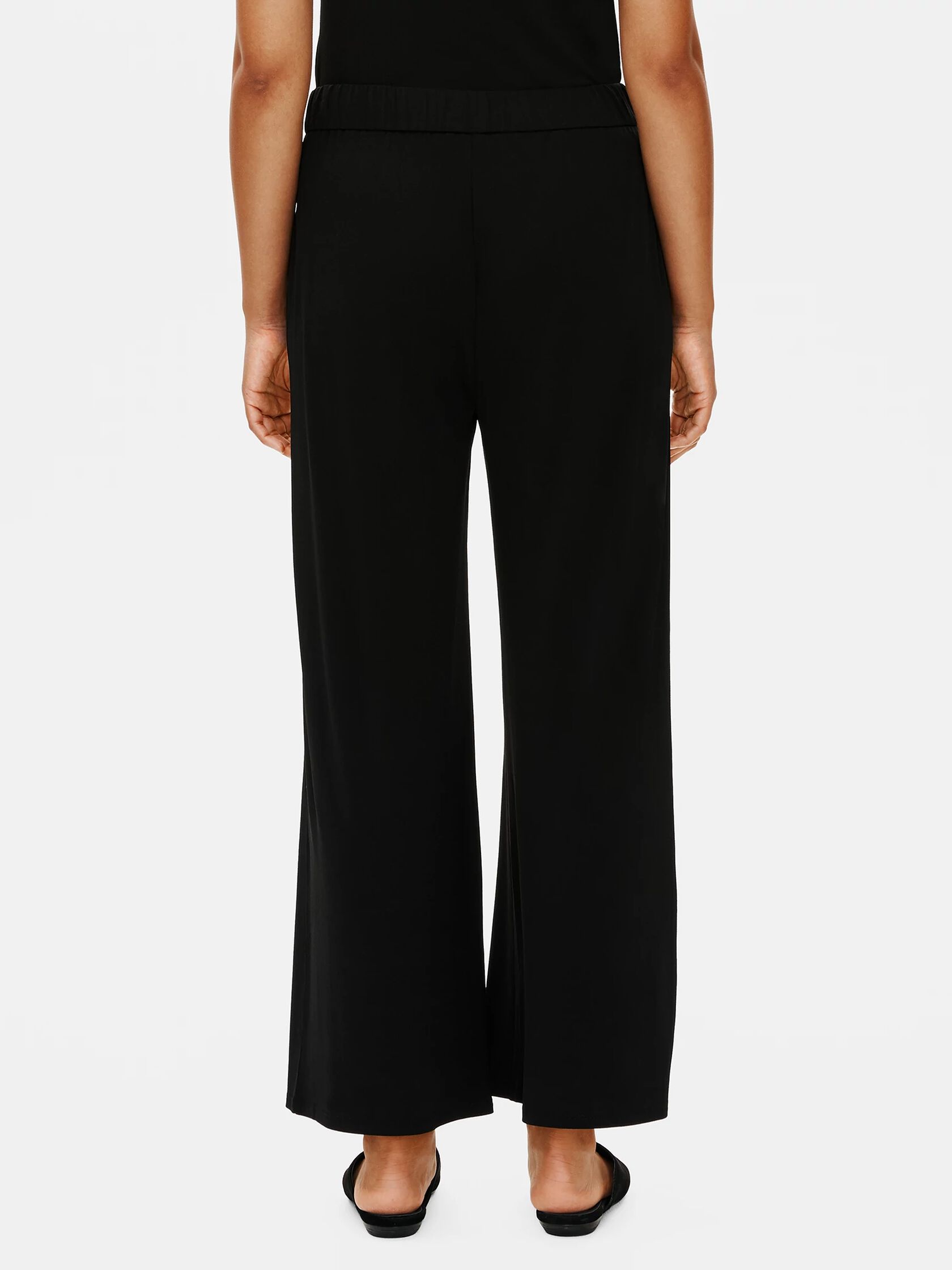 Stretch Silk Jersey Pleated Wide-Leg Pant