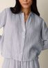 Striped Organic Cotton Gauze Band Collar Shirt
