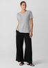 Striped Organic Linen Jersey V-Neck Tee