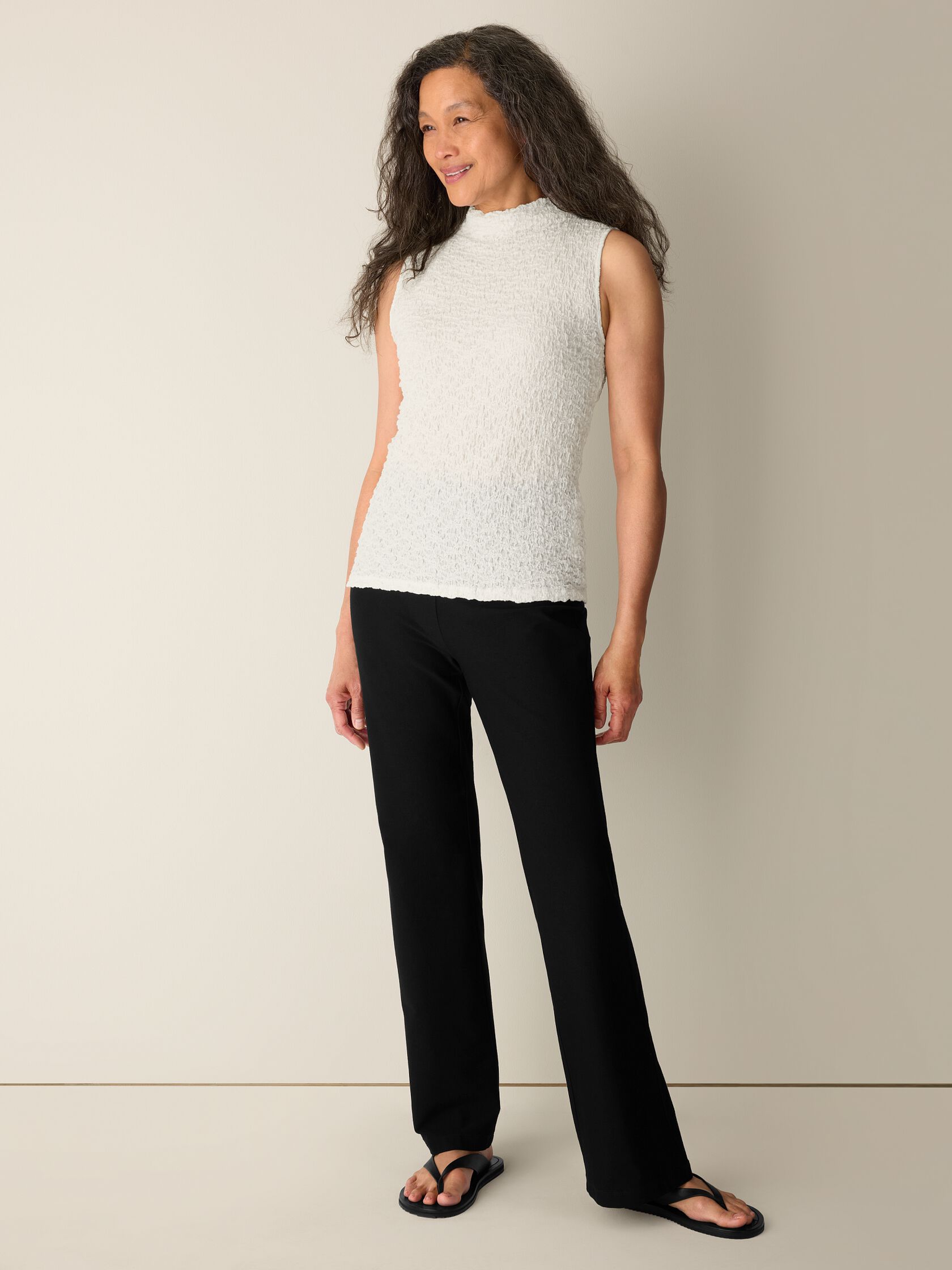 Bubble Jacquard Funnel Neck Top