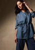 Silk Twill Band Collar Shirt