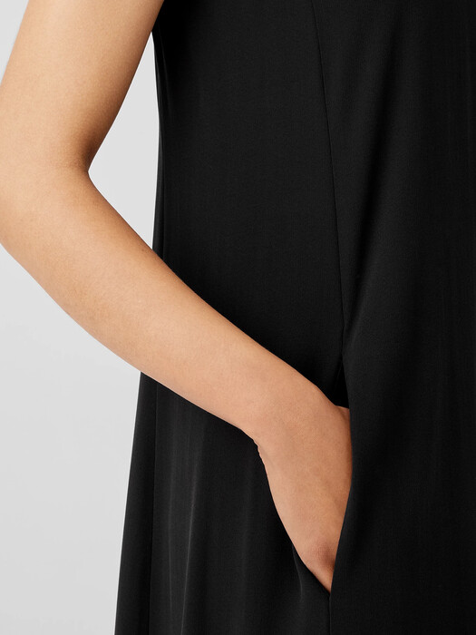 eileen fisher silk georgette crepe scoop neck dress Silk Georgette Crepe Scoop Neck Dress