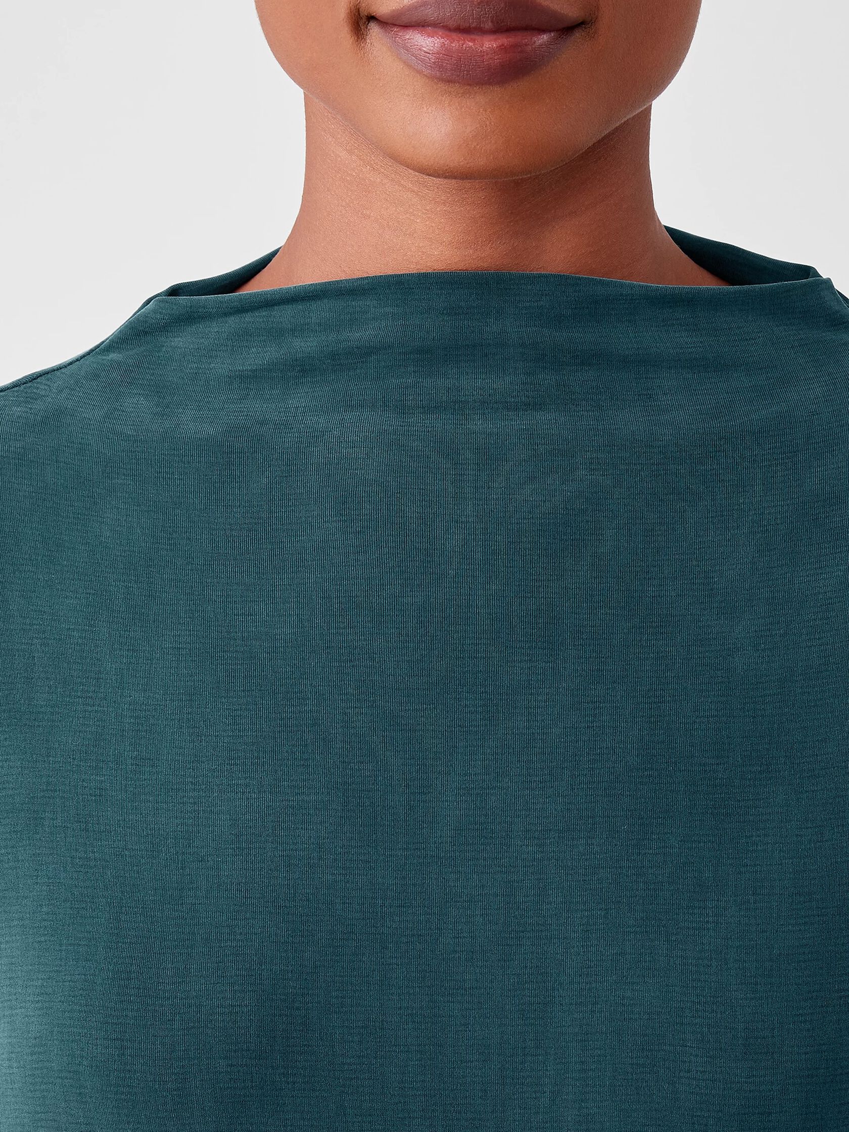 Sueded Cupro Knit Funnel Neck Dress