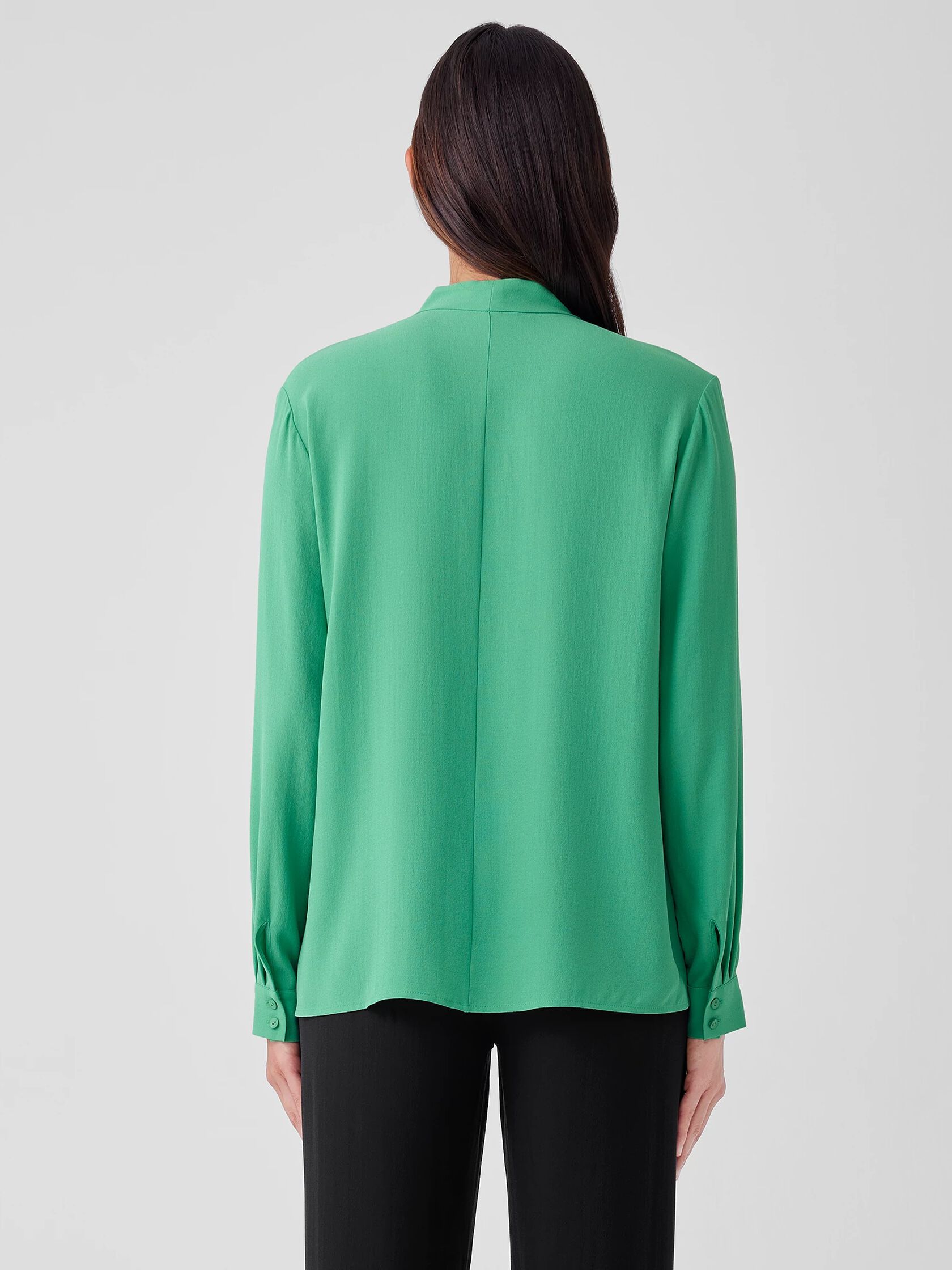 Silk Georgette Crepe V-Neck Top