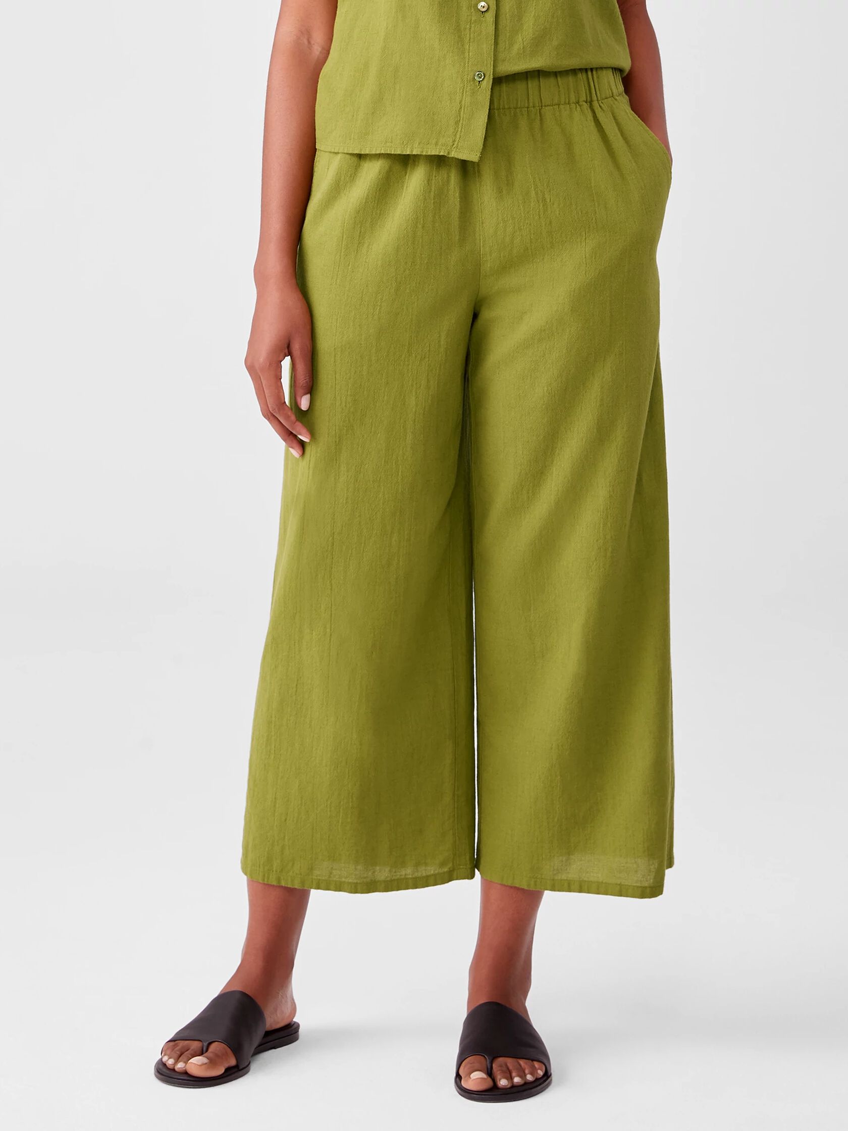 Organic Cotton Crepe Wide-Leg Pant