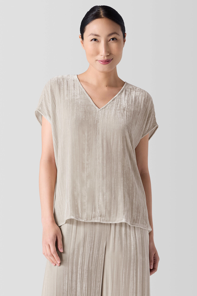 Crushed Velvet V-Neck Square Top Crushed Velvet V-Neck Square Top