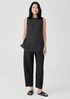 Puckered Organic Linen Mock Neck Top