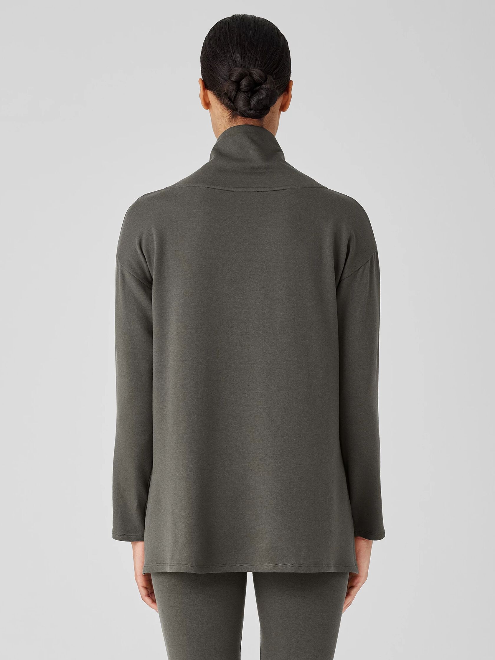 Cozy Brushed Terry Hug Funnel Neck Long Top