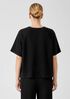 Organic Cotton Slubby Rib Knit Elbow-Sleeve Top