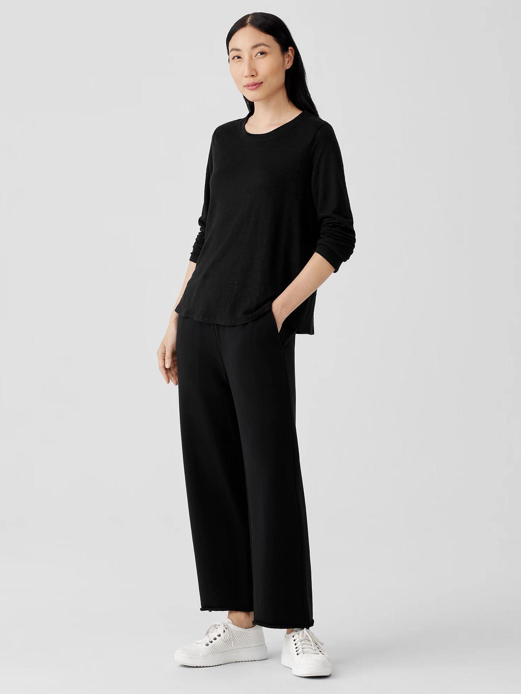 Organic Linen Jersey Crew Neck Top