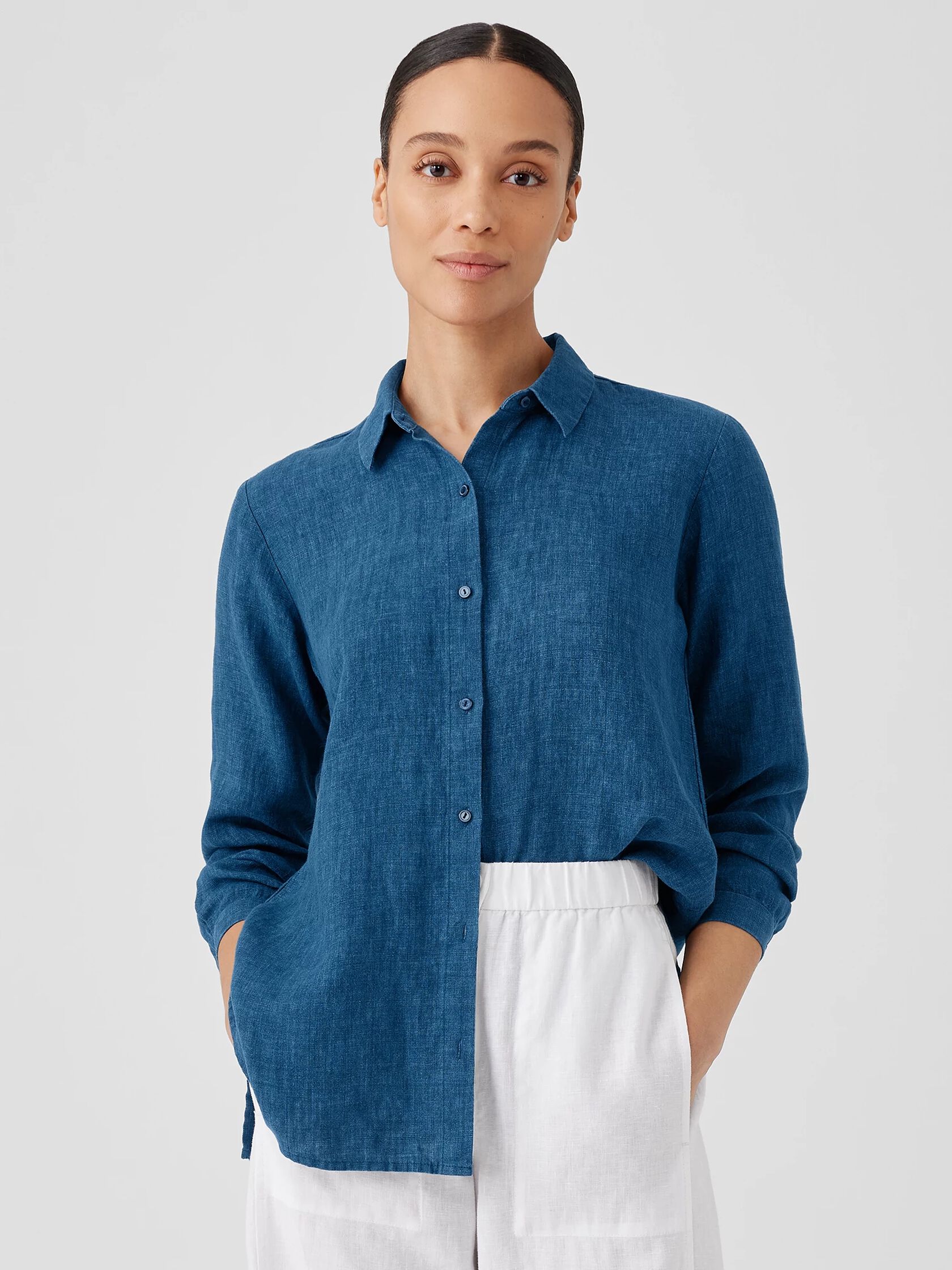 Washed Organic Linen Délavé Classic Collar Shirt
