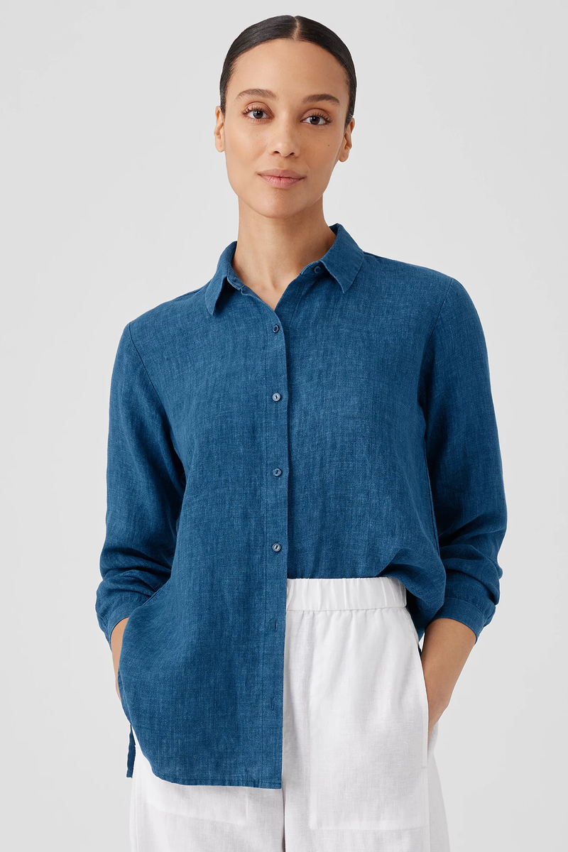 Washed Organic Linen Délavé Classic Collar Shirt