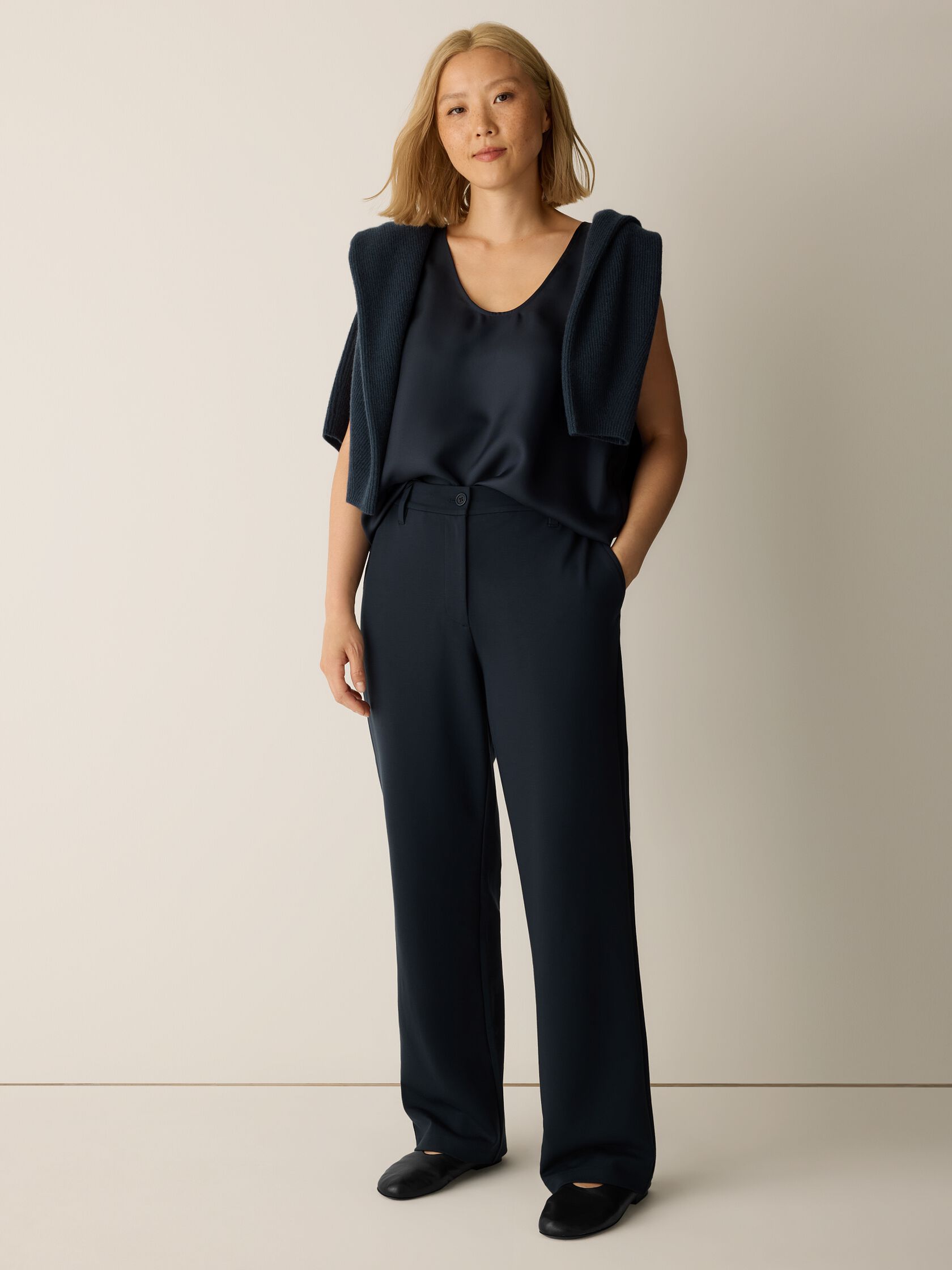 Washable Flex Ponte Straight Trouser Pant