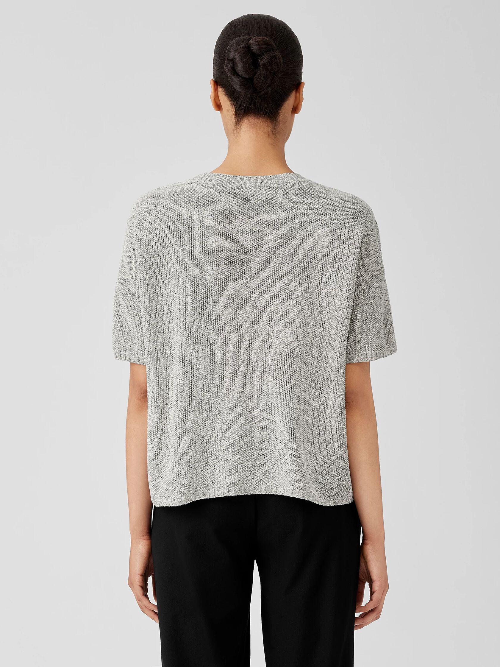 Silk Noil Crew Neck Box-Top