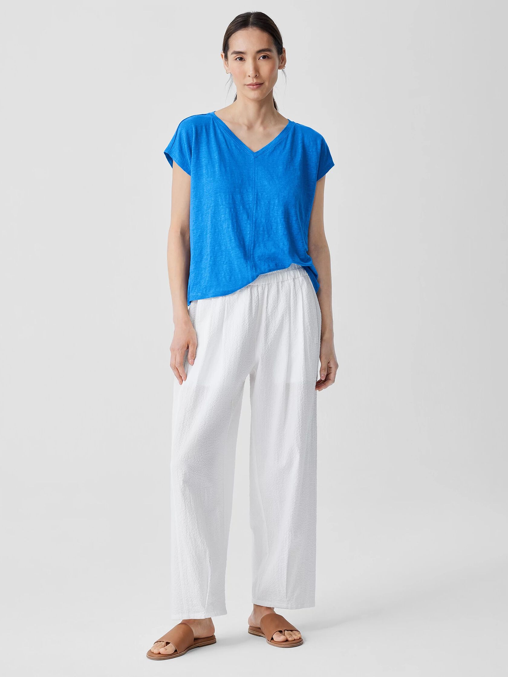 Organic Linen Jersey V-Neck Tee