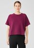Organic Cotton Slubby Rib Knit Elbow-Sleeve Top