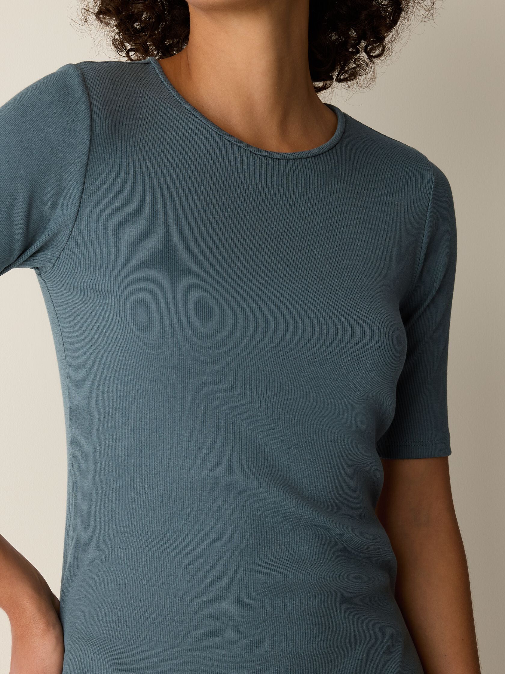 Organic Cotton Stretch Rib Crew Neck Tee