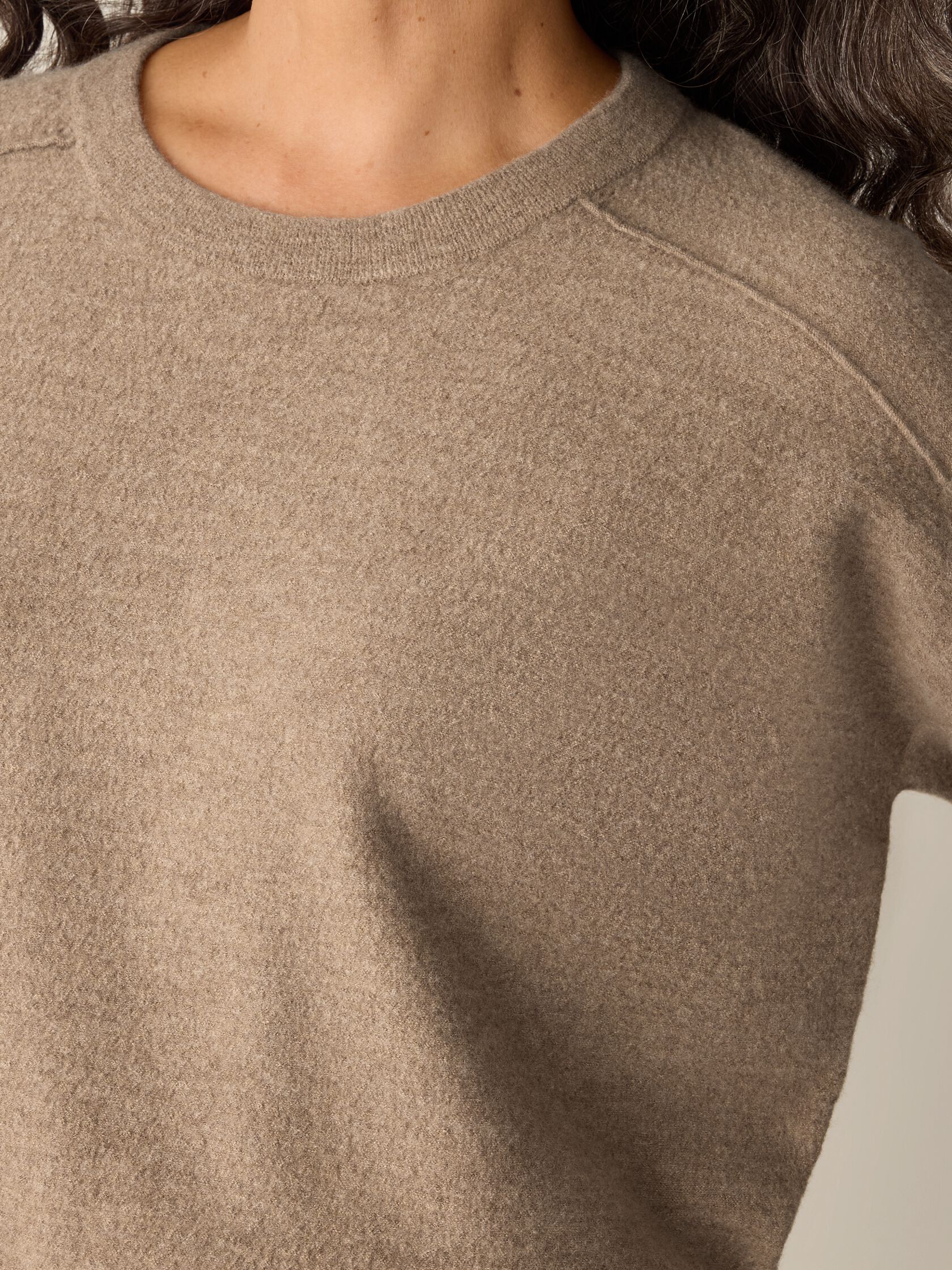 Fine Felted Wool Crew Neck Short Top in Regenerative Wool