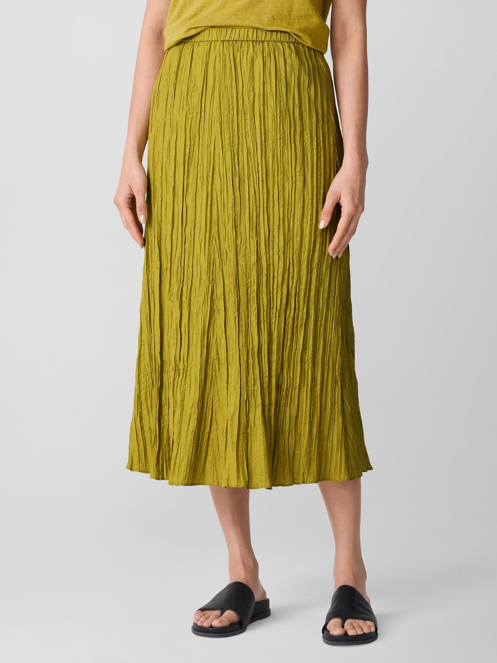 Crushed Silk Flared Skirt