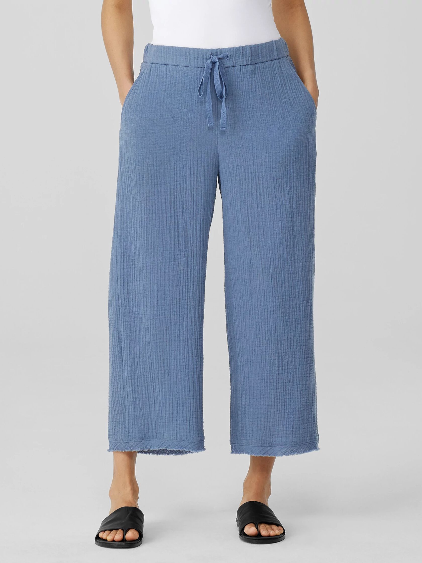 Organic Cotton Gauze Wide-Leg Pant | EILEEN FISHER