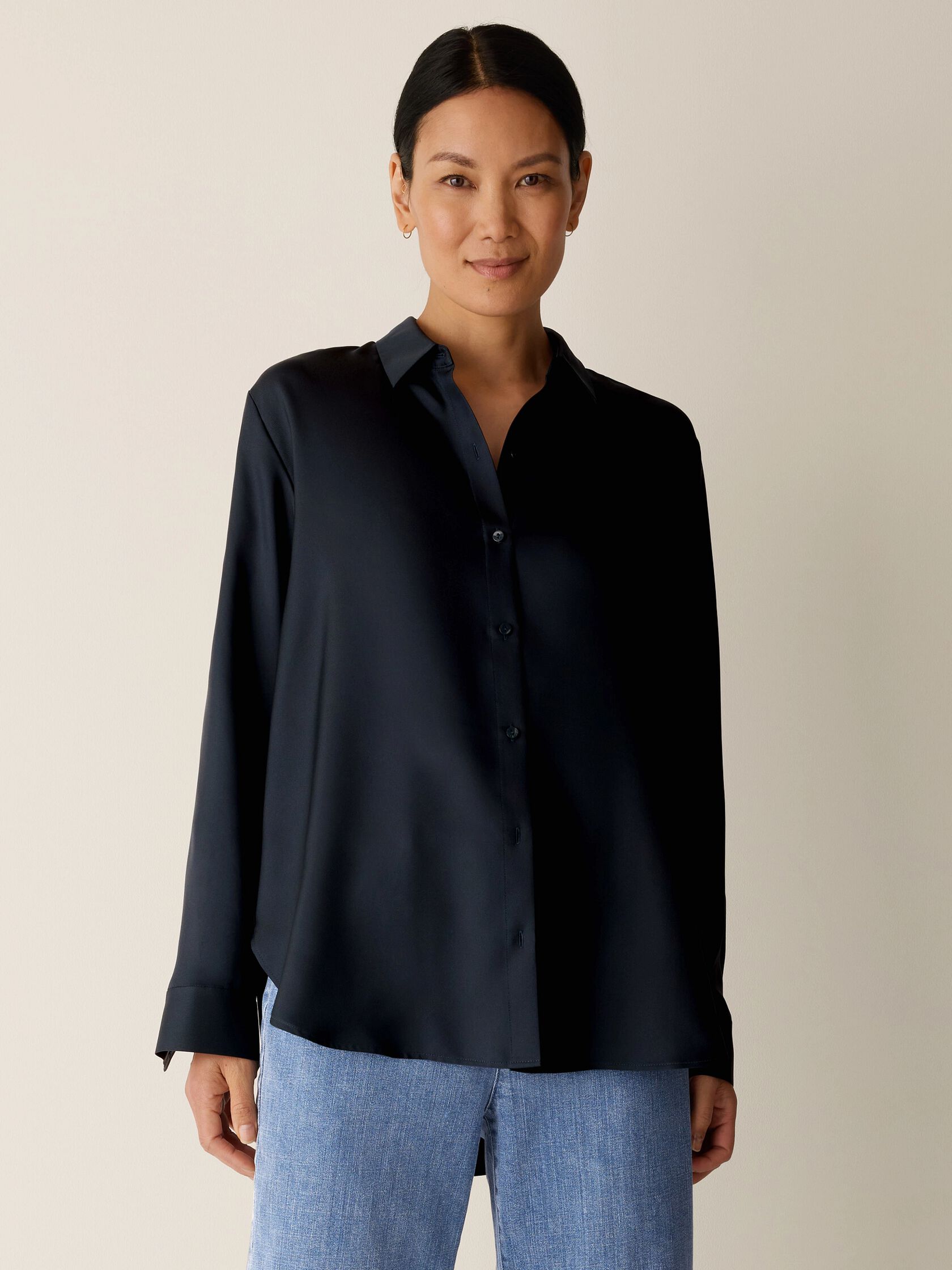 Silk Twill Classic Collar Shirt