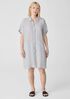 Crinkled Organic Linen Stripe Shirtdress