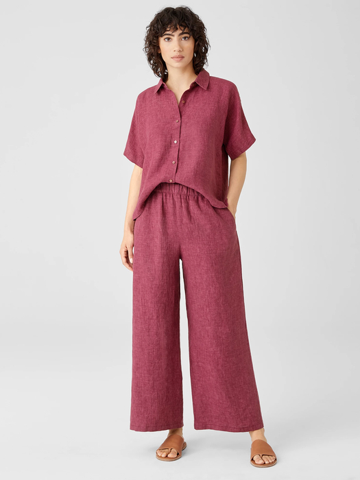 Washed Organic Linen Delave Wide-Leg Pant