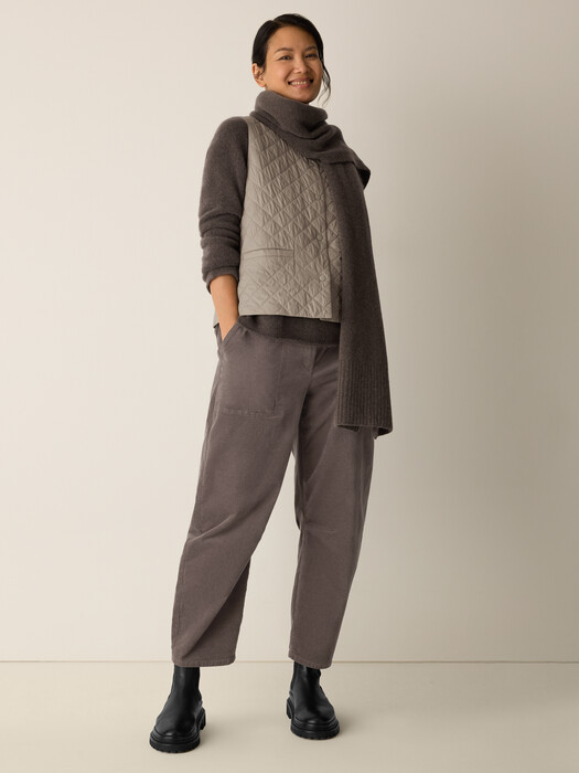 Eggshell Recycled Nylon Quilted V-Neck Vest
