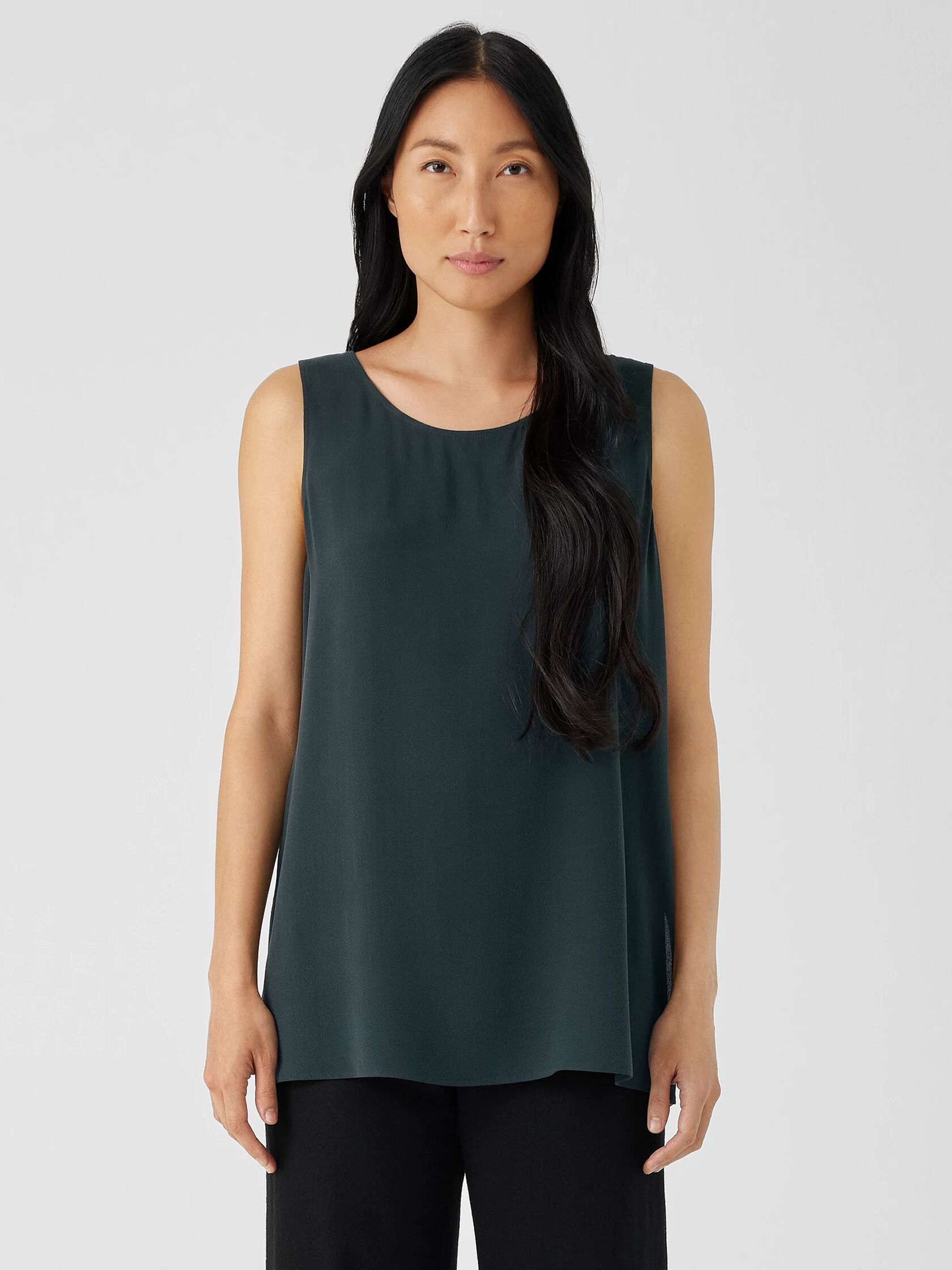 Silk Georgette Crepe Ballet Neck Tank