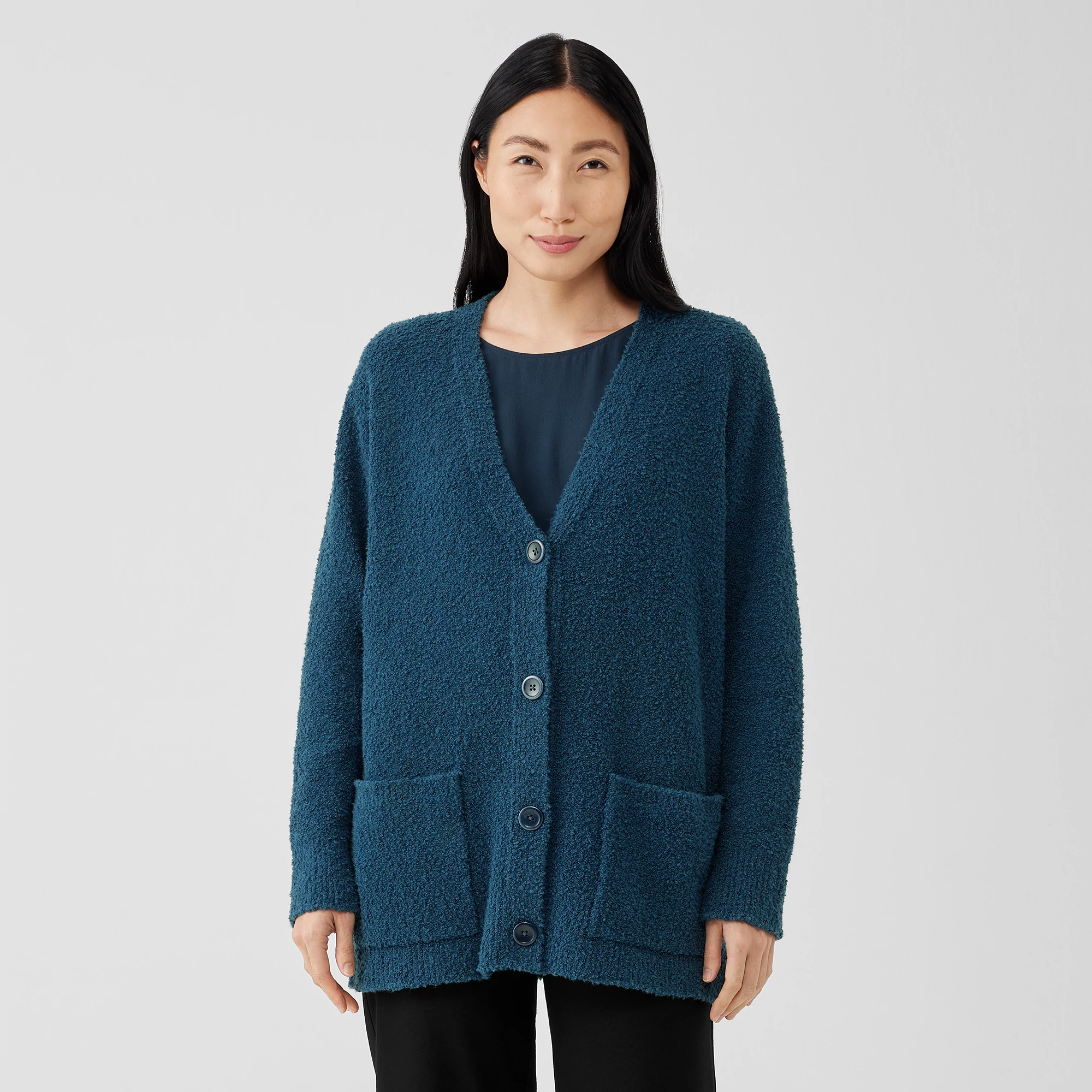 Cotton Boucle Cardigan | EILEEN FISHER