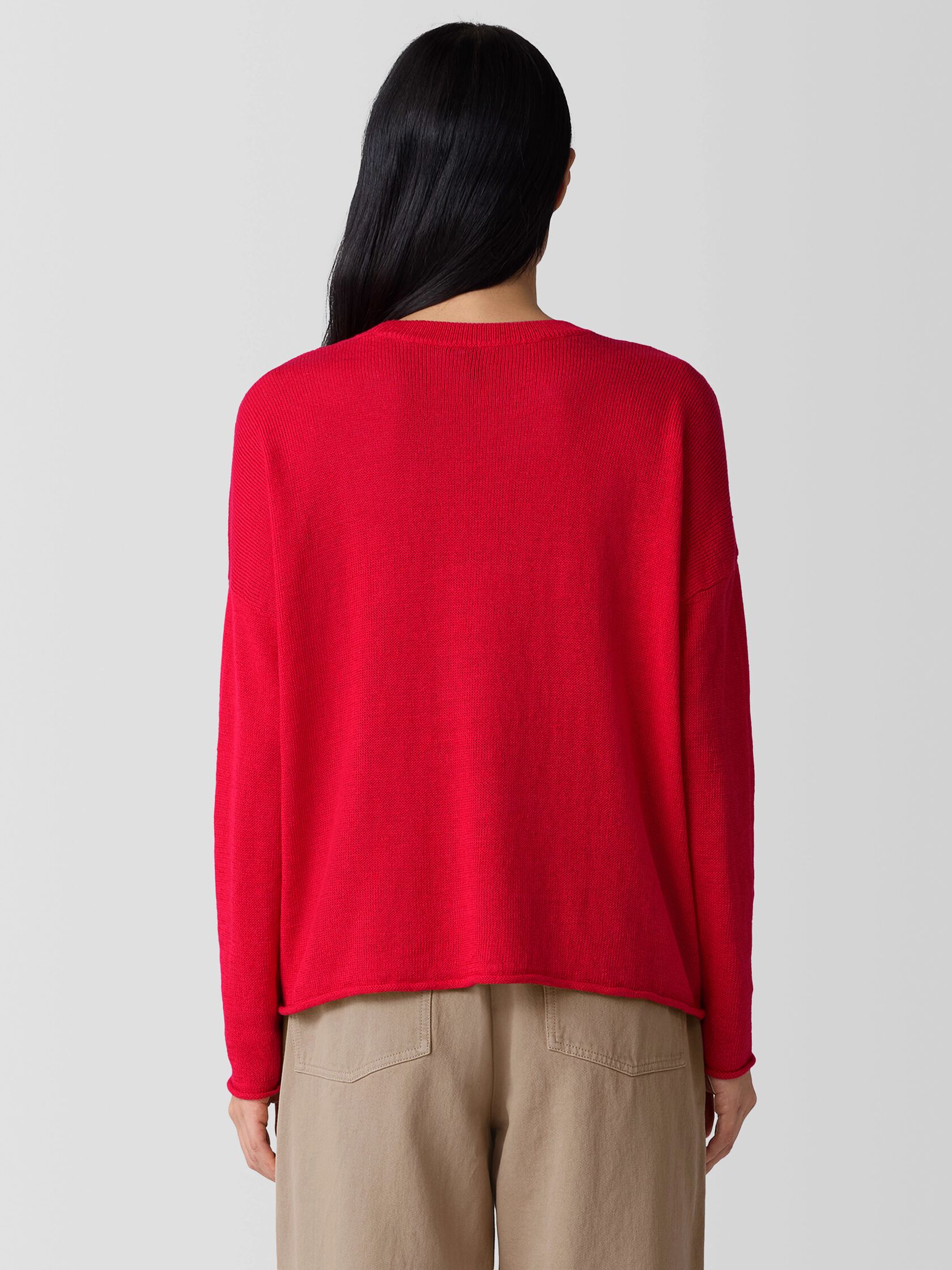 Organic Linen Cotton Cord Crew Neck Top