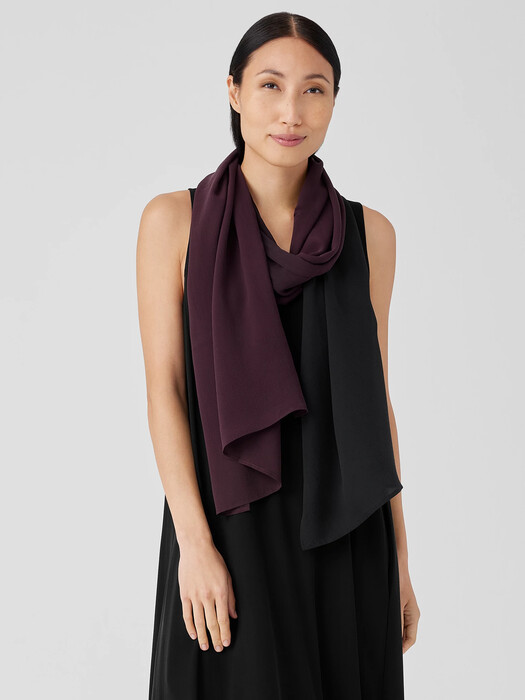 Ombré Sheer Silk Georgette Scarf EILEEN FISHER
