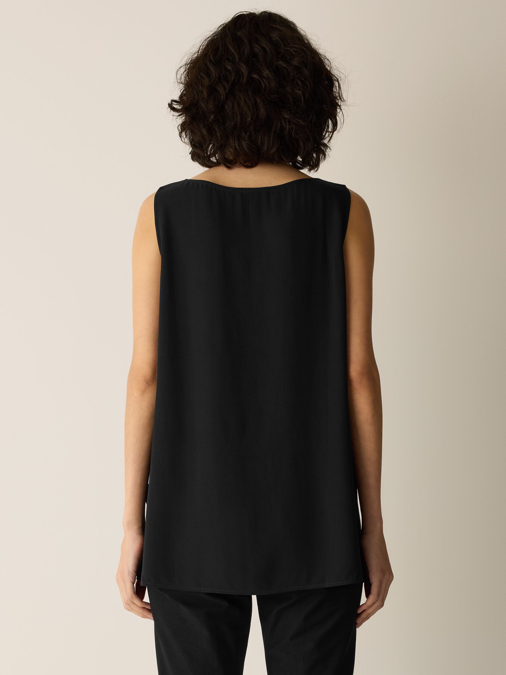 Silk Georgette Crepe Ballet Neck Long Tank