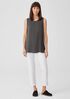 Silk Georgette Crepe Ballet Neck Long Tank
