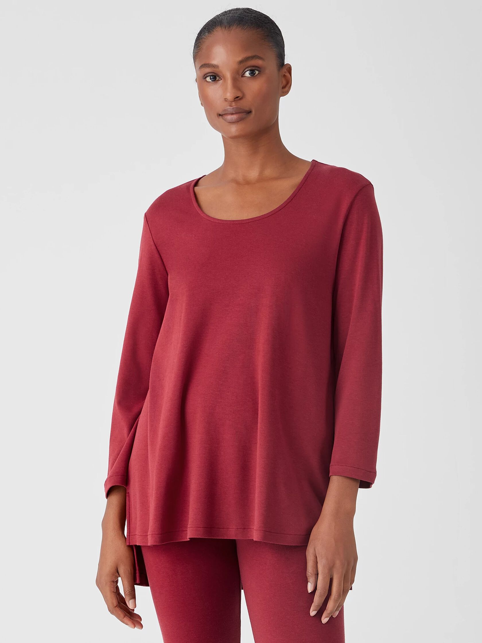 Cozy Organic Cotton Interlock U-Neck Top